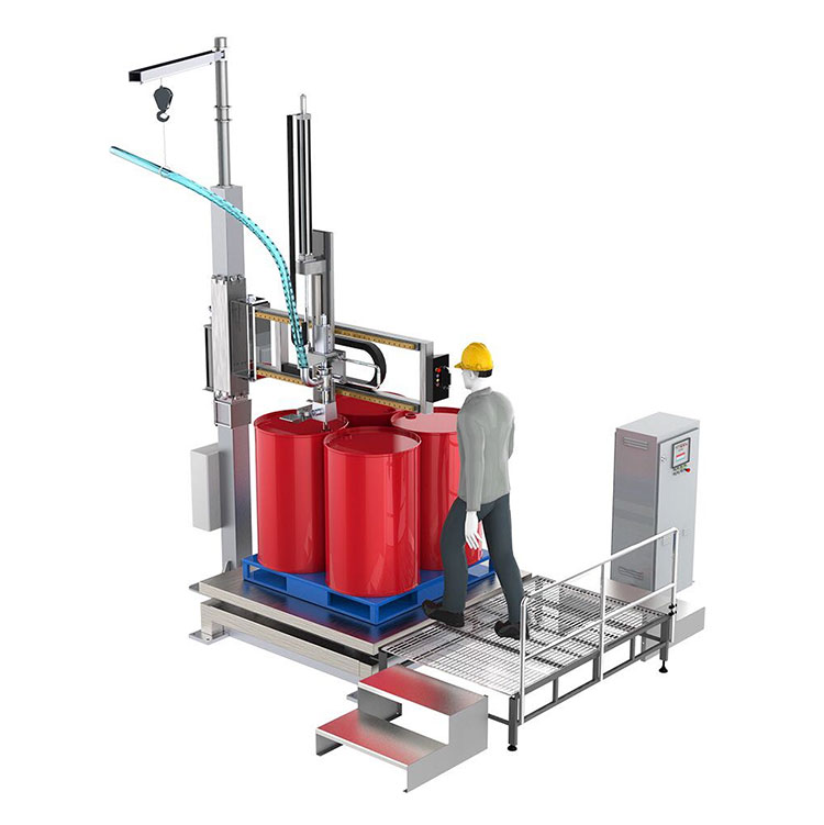 IBC Barrel Rocker Typ Lithium Batterie Flësseg Füllmaschinn